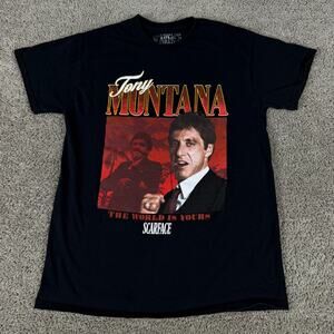 Scarface Shirt Mens M Black Red Tony Montana The World Is Yours 80s Movie